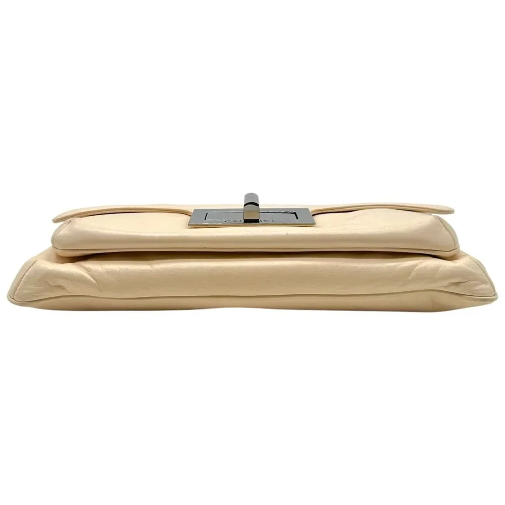 Chanel Ivory Lambskin Leather Turnlock Shoulder Bag 2003-04